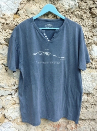 tee-shirt Ligne de Crte col tunisien coloris indigo